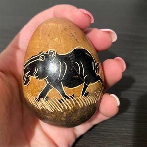 Stone Egg with African Animal Design